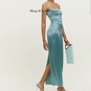 NWT reformation Frankie dress size 12 teal silk